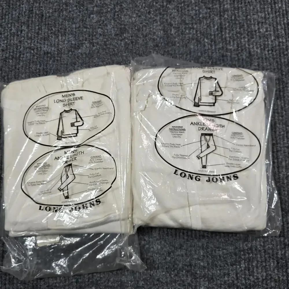 NVA Long Johns Mens Small White Cotton Thermal Underwear 2 Piece Set Germany